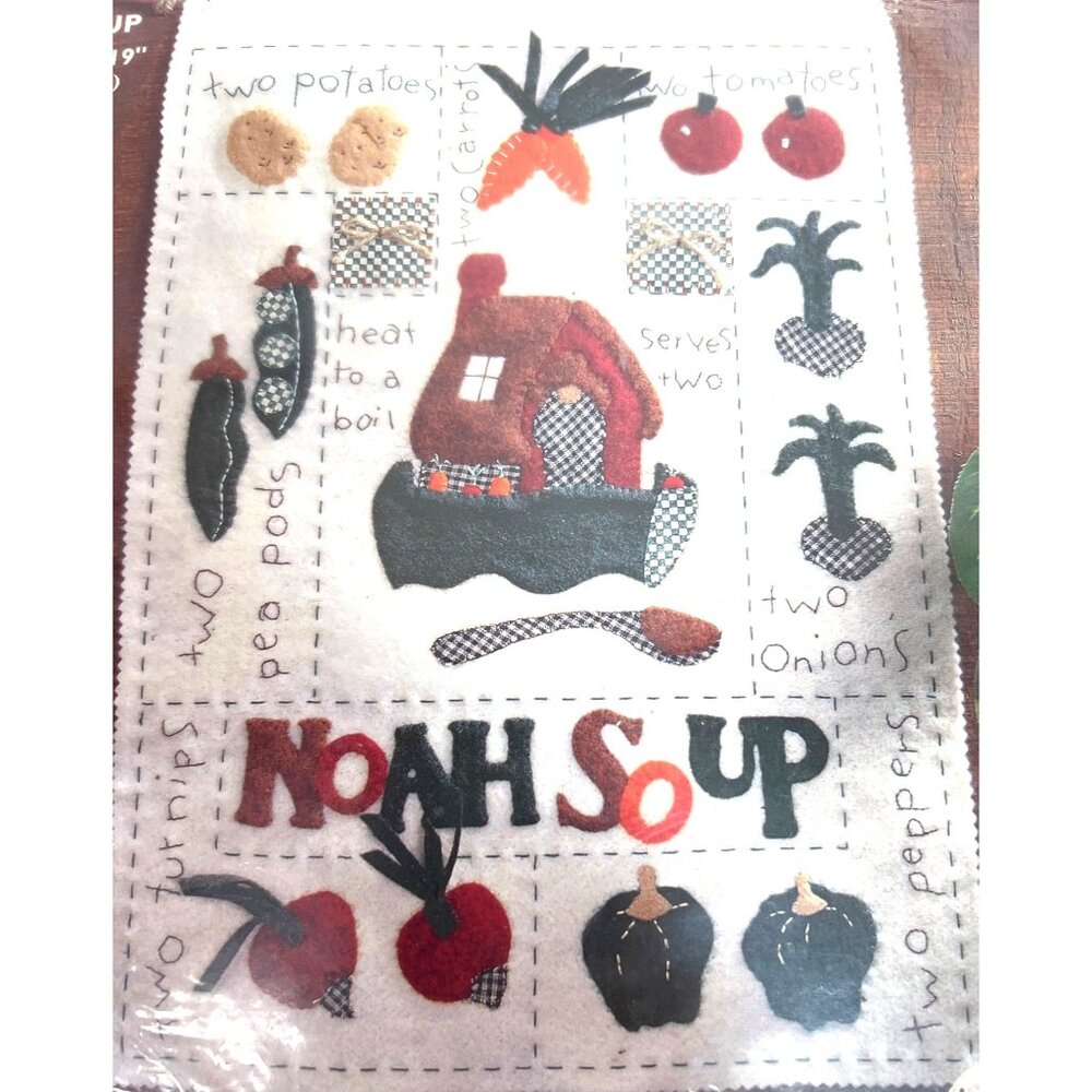 Bucillas Patchworks Noah Soup Easy Applique Project Kit 13" X 19" Stamped Fabric